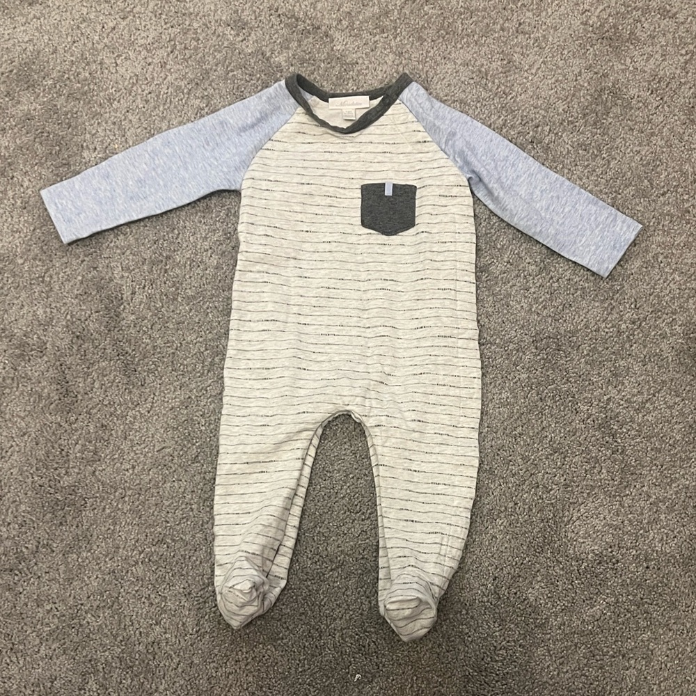 Miniclasix Striped Gray and Blue Kids One Piece